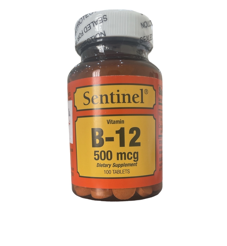 Sentinel Vitamin B-12 500 mcg 100 Tablets