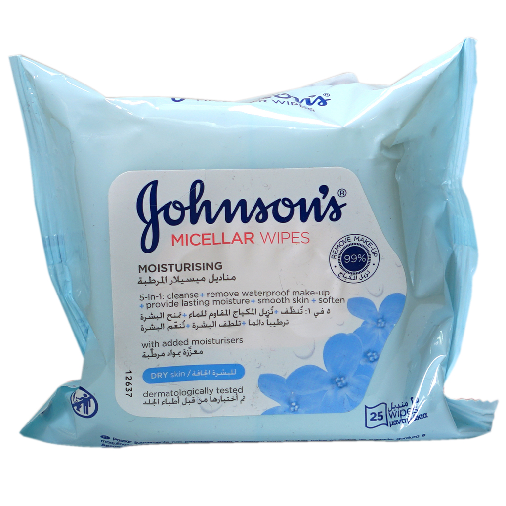 J&amp;J Johnson's Moisturizing Wipes Dry Skin 25'S (Light Blue)