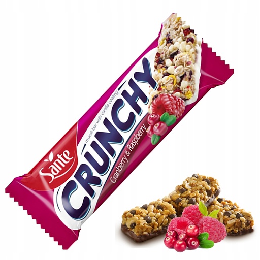 [125124] Sante Crunchy Bar Cranberry-Raspberry With Vanilla Coating 40g