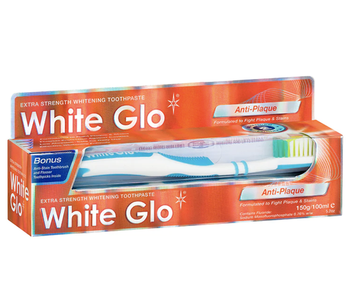 [125705] White Glo Anti-Plaque Extra Strength Whitening Toothpaste 100ml