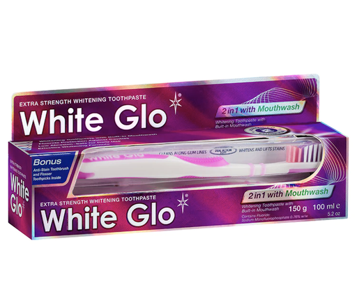 [125706] White Glo 2 In 1 Mouthwash Whitening Toothpaste 100ml