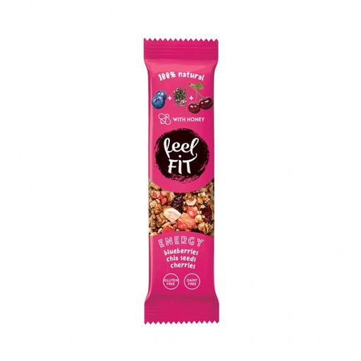 [125826] Feel Fit Raw Energy bar Blueberries Chia Seeds, Cherries 35 g