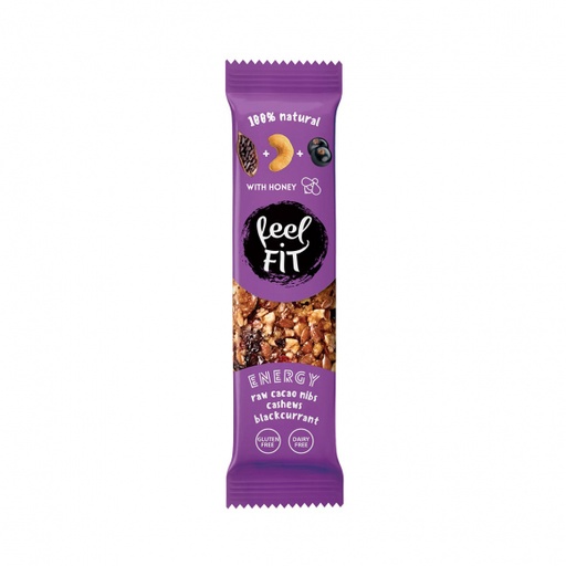[125827] Feel Fit Raw Energy Bar Raw Cacao Nibs, Cashews, Blackcurrant 35 g