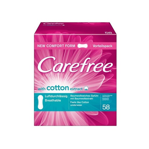 [3341] Carefree Daily Panty Liners Cotton Unscented 58 Pc