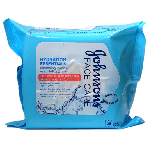 [3418] J&amp;J Johnson's Hydration Essential FACE CLEANSING MICELLAR WIPES 25'S