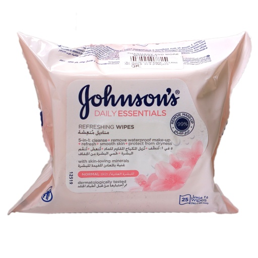 [3428] J&amp;J Johnson's REFRESH Normal Cleansing Wipes 25'S (Pink)