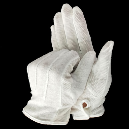 [8006] Anti Slip White Cotton Gloves With Pvc Dot Palm For Driving