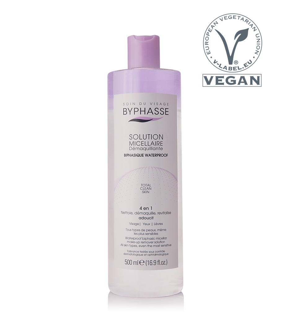 BYPHASSE WATERPROOF BIPHASIC MICELLAR MAKE-UP REMOVER SOL 500ML