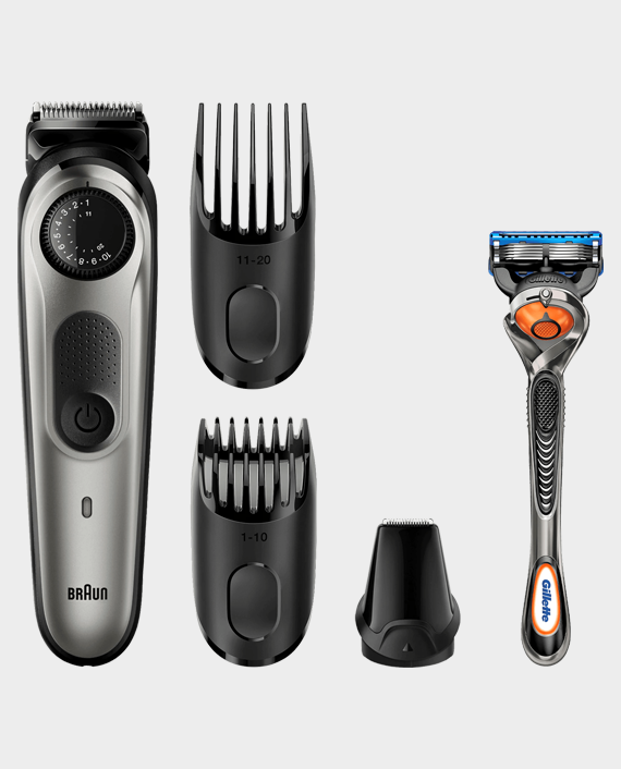 Braun Beard Trimmer BT5060 with Precision Dial - 3 Attachments + Gillette Fusion5 ProGlide Razor