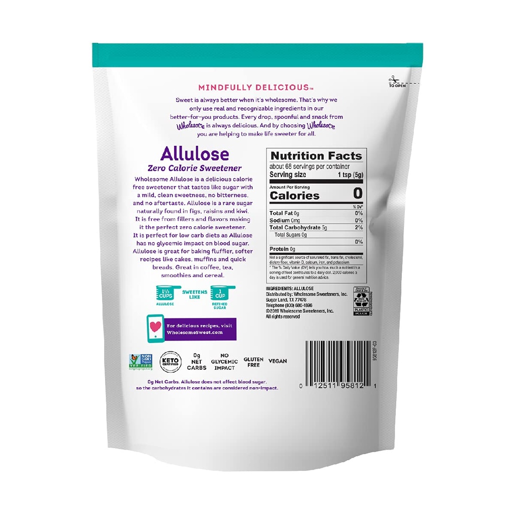 WHOLESOME ALLULOSE ZERO CALORIE GRANULATED 340gm