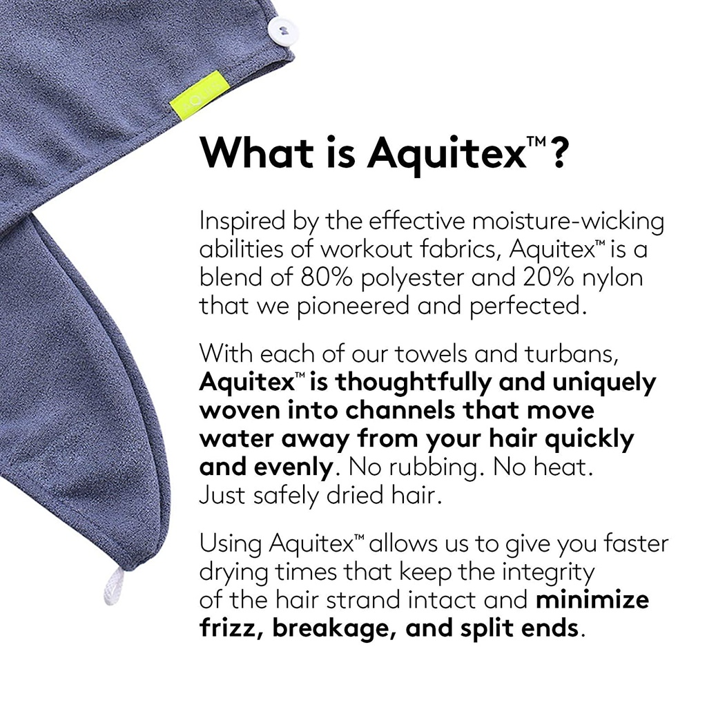 AQUIS - Original Hair Turban, Perfect Hands-Free Microfiber Hair Drying, Dark Grey (10 x 29 Inches)
