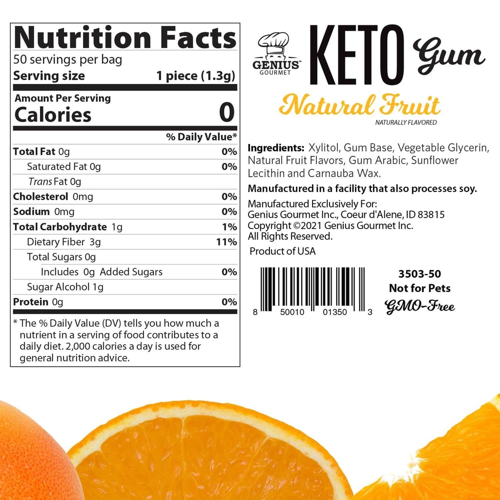 Genuis Gourmet Keto Gum Natural Fruits 50s