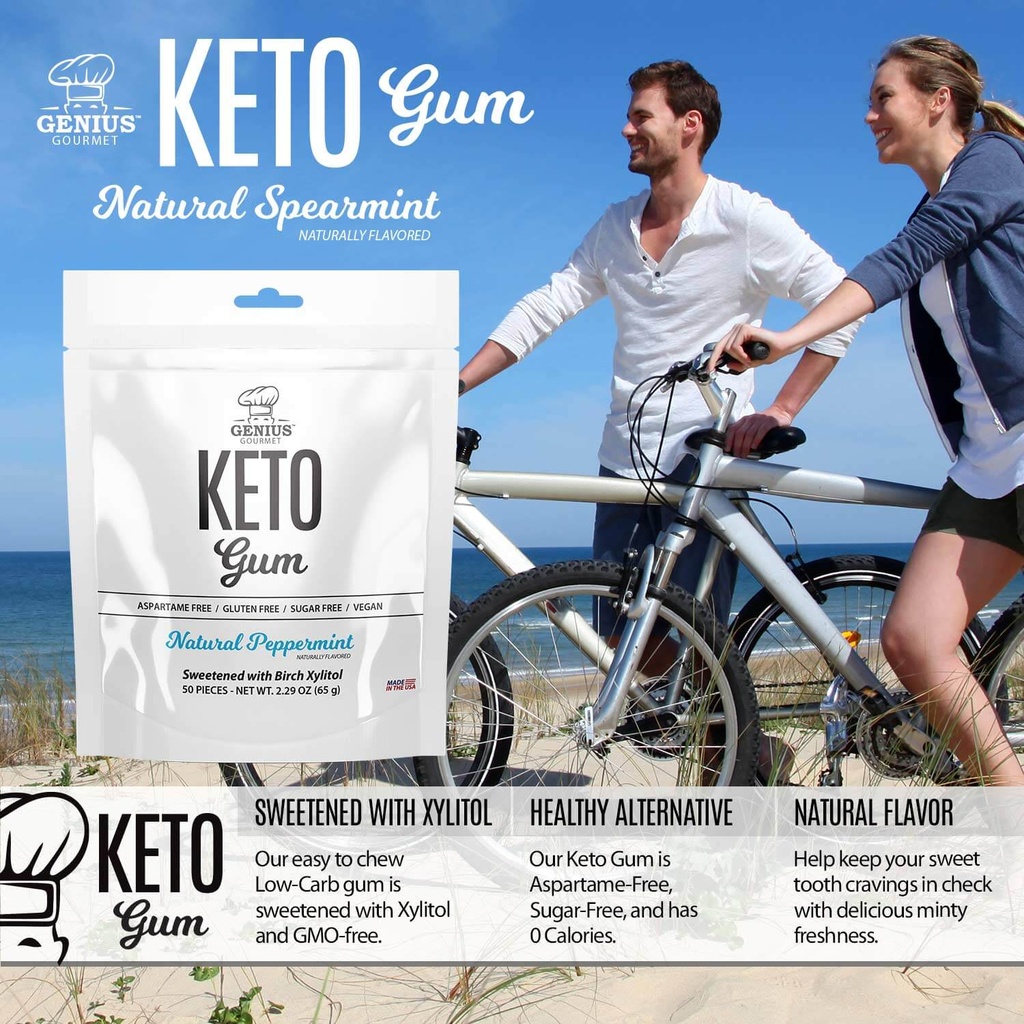 Genuis Gourmet Keto Gum Nat Spearmint 50s