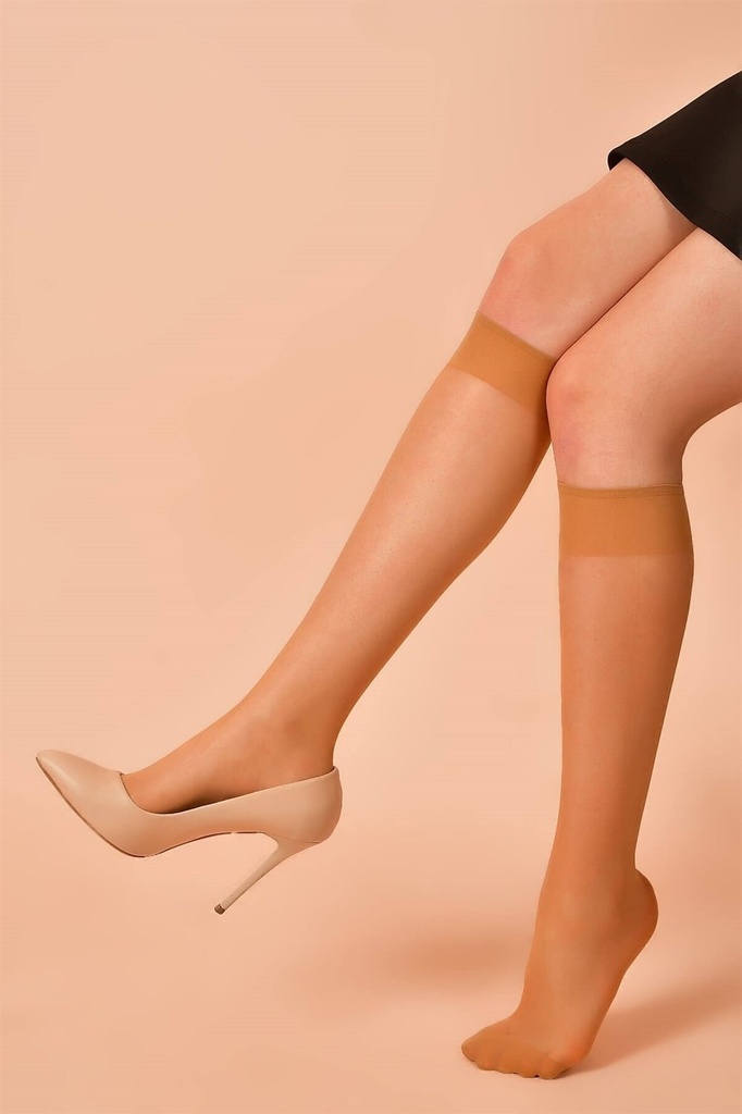 جوارب شفافة تحت الركبة  ورن كثافة 20 للنساء - برونزي
