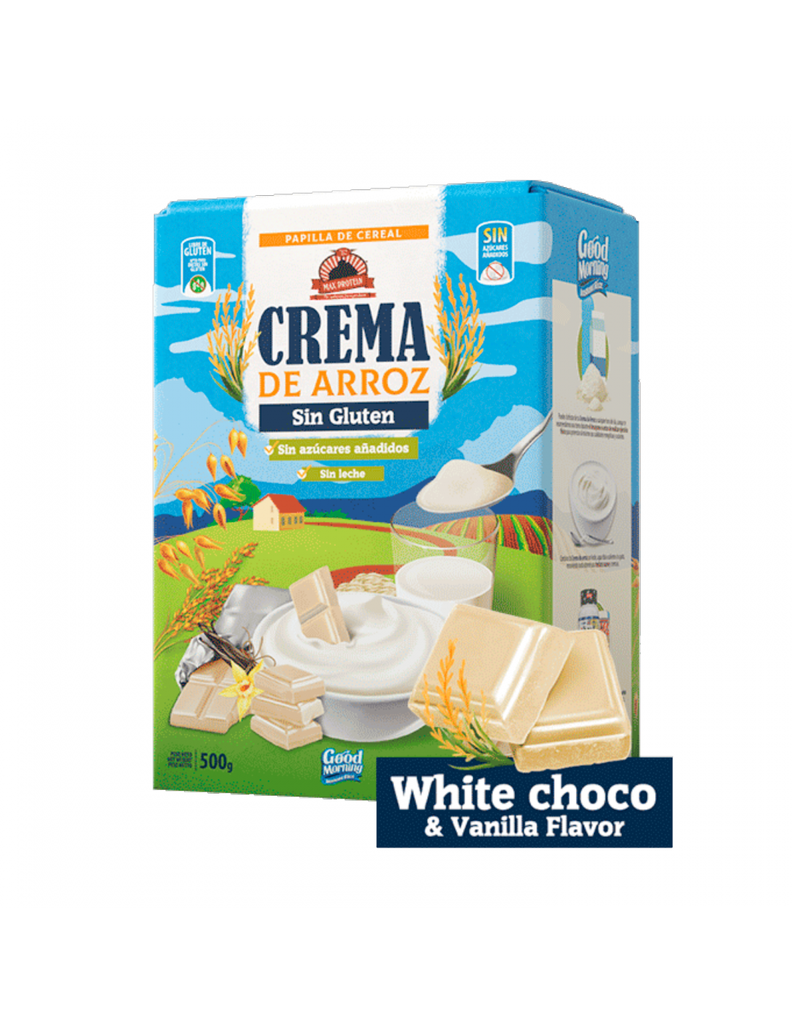 Crema De Arroz Sin Gluten White Choco &amp; Vanilla Flavor 500gm