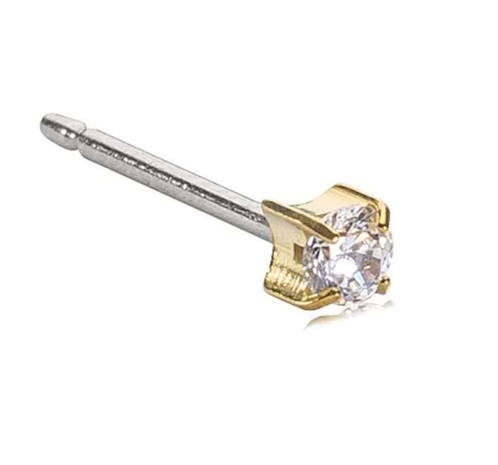 Blomdahl Earring Golden Titanium Tiffany Crystal 4mm 1pc