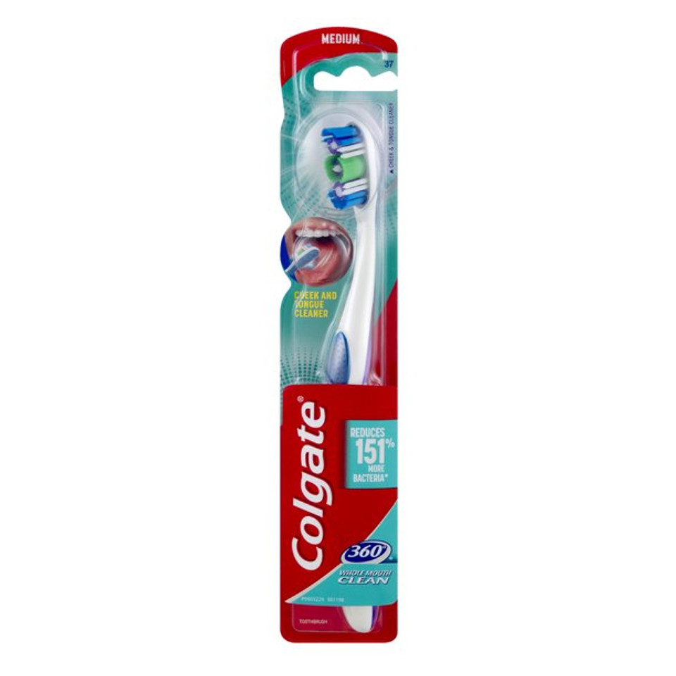 كولجيت 360 فرشاة أسنان تنظف الفم بالكامل متوسطة النعومة
