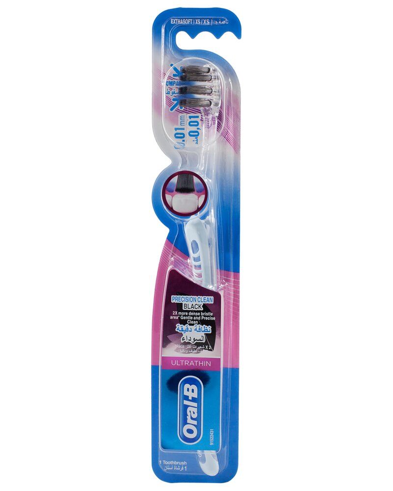 Oral B Toothbrush Ultrathin Precision Clean Black Extra Soft.