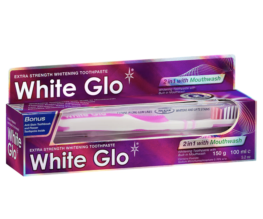 White Glo 2 In 1 Mouthwash Whitening Toothpaste 100ml