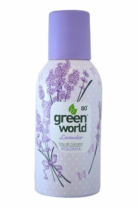 Green World 80° Alcohol Cologne Aerosol Sanitizer Spray Lavender 150Ml