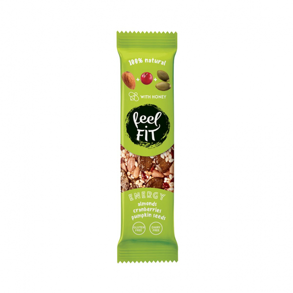 Feel Fit Raw Energy Bar Almonds, Cranberries, Pumpkin Seeds 35 g
