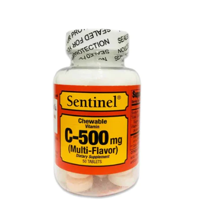 Sentinel Chewable Vitamin C 500mg Multi-Flavor 50 Tablets