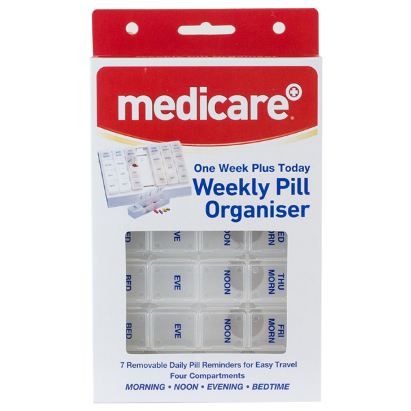 Weekly Pill Orgnizer 1Week+Today White