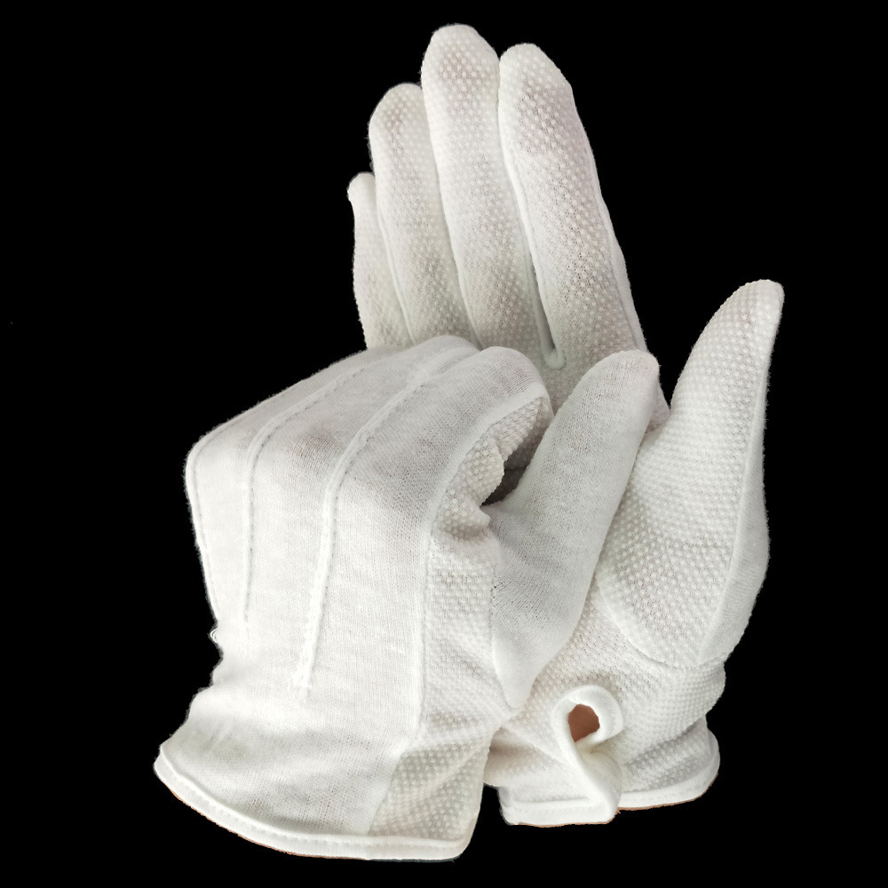 Anti Slip White Cotton Gloves With Pvc Dot Palm For Driving