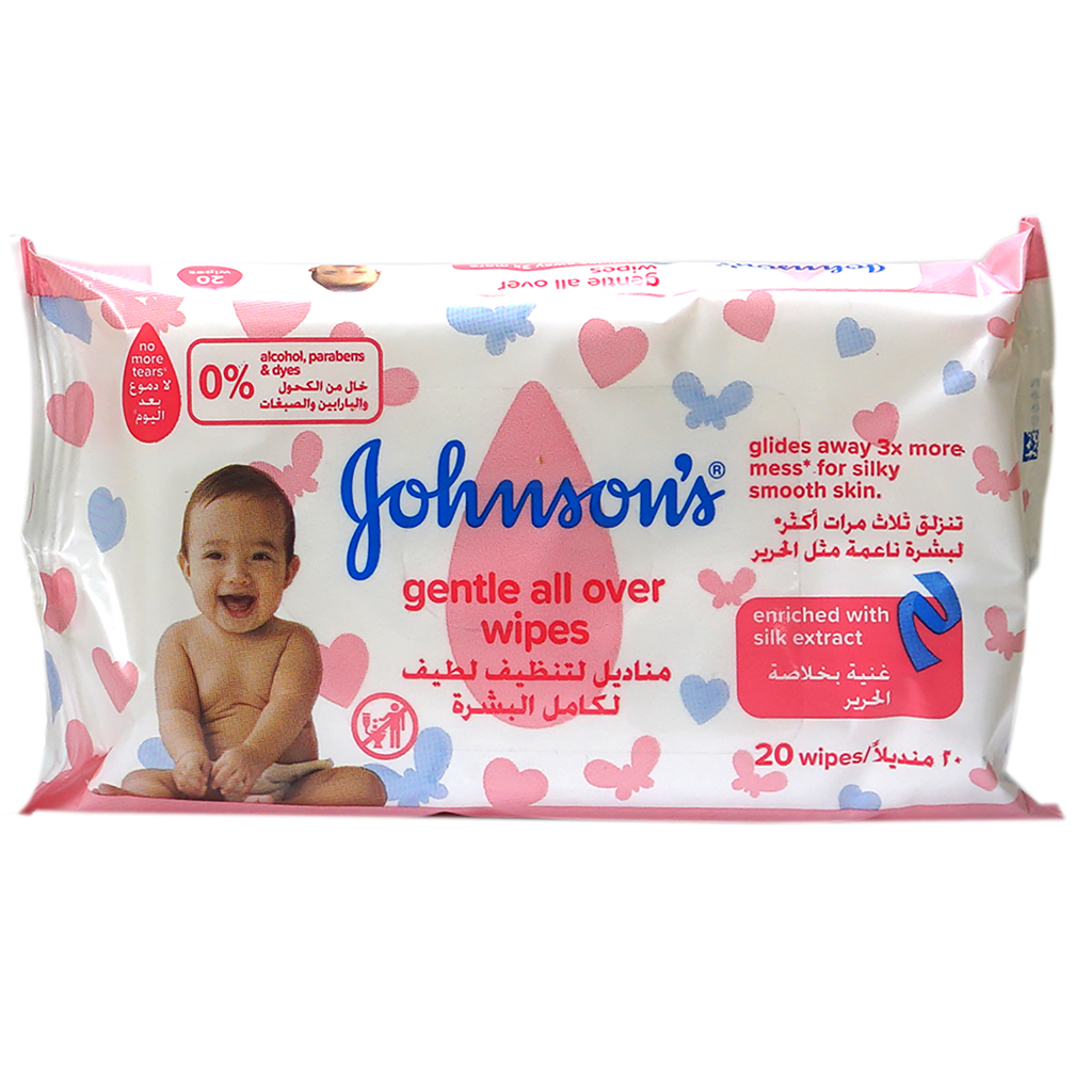 J&amp;J Johnson's Baby Gentle All Over Cleansing Wipes 20'S