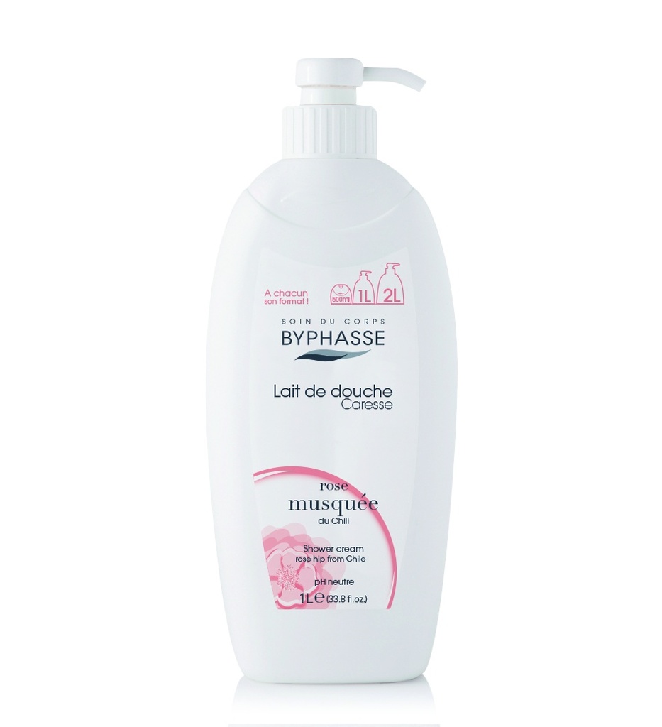 #Byphasse Caress Shower Cream Rosehip - 1 Litter