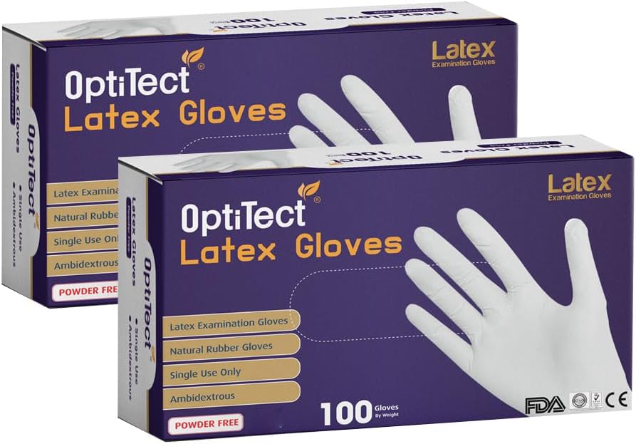Optitect Latex Gloves Medium Powder Free100's