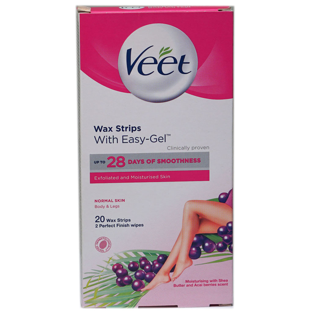 Veet Wax Strips Normal Skin Shea Butter &amp; Acai 20'S  #Rc8210