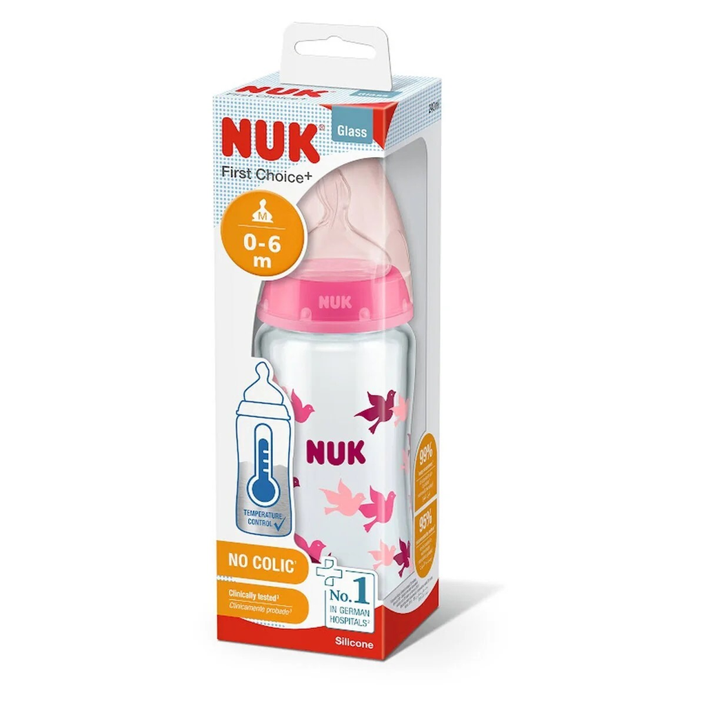 Nuk Glass Silicone Teat Glass Bottle 240 ML