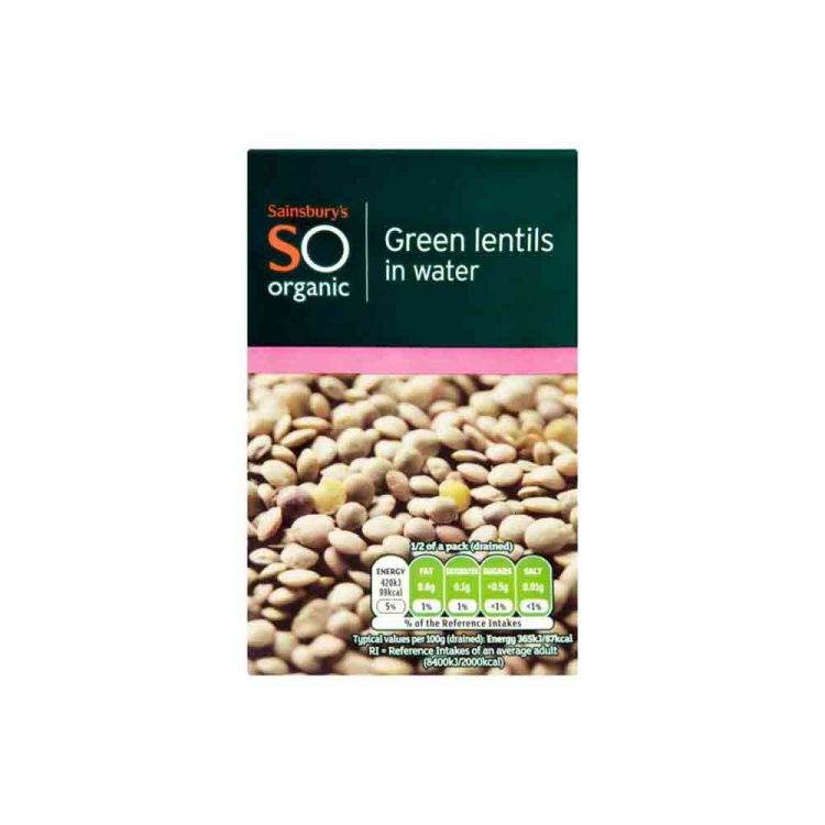 Sainsbury's SO Organic Green Lentils in Water 380g
