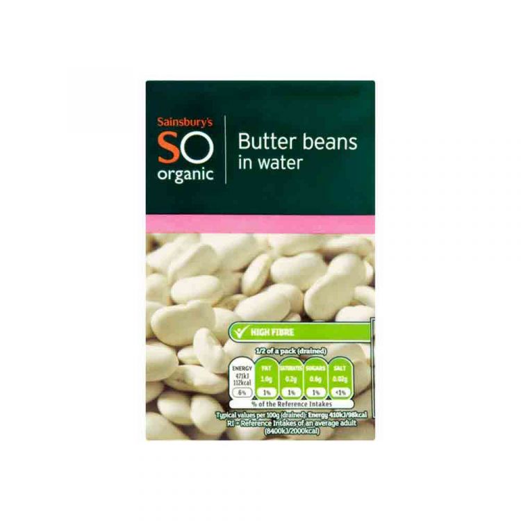 Sainsbury's SO Organic Butter Beans in Water 380g