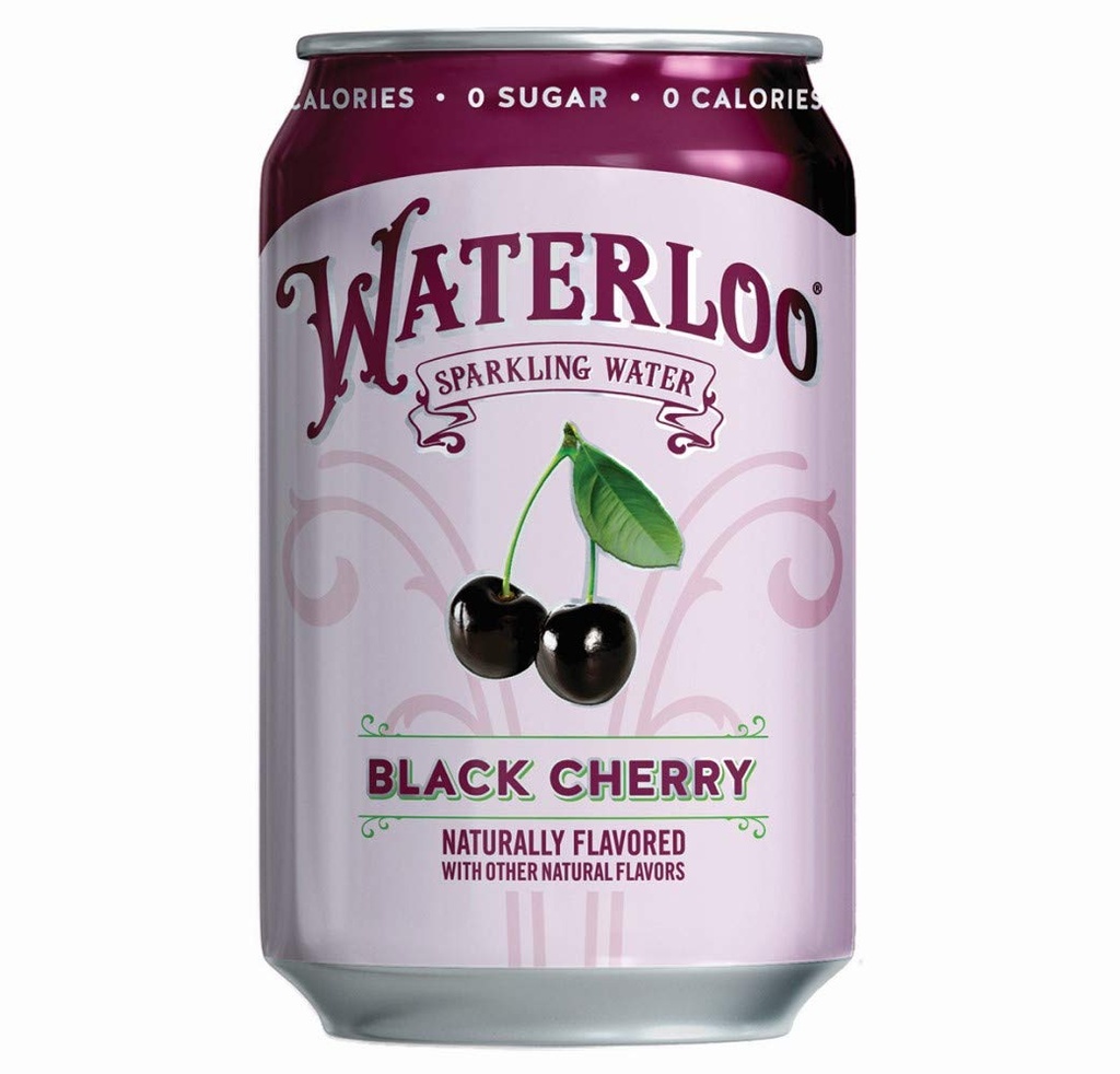 Waterloo Sparkling Water Everyday   12oz Cans| Zero Calorie | Zero Sugar | Zero Sodium | Zero Calories | Naturally Flavored BLACK CHERRY