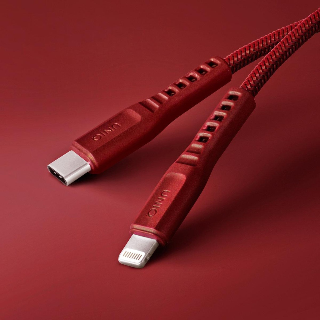 Uniq Flex USB C to Lighting Strain Relief Cable 1.2m - Ruby ( Red )