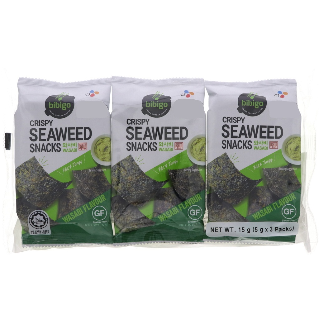 Bibigo Crispy Seaweed Snacks WASABI 19g (5g x 3 packs)