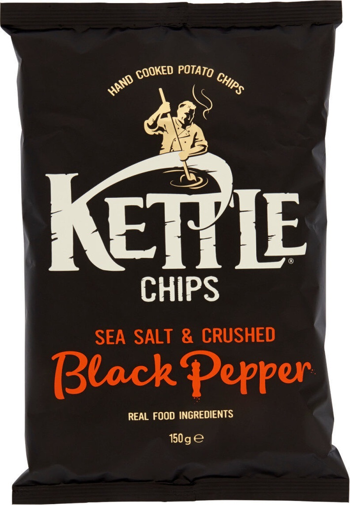 KETTLE CHIPS  CRUSHED BLACK PEPPER 150G*8