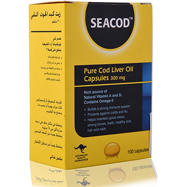 جي ال سيكود زيت كبد الحوت النقس 300مجم 100كبسولة