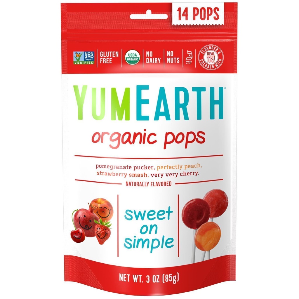 Yum Earth Bio Peach Lollipop 85G