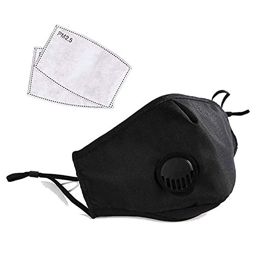 Washable, Size Adjustable Mask With Filter - Black