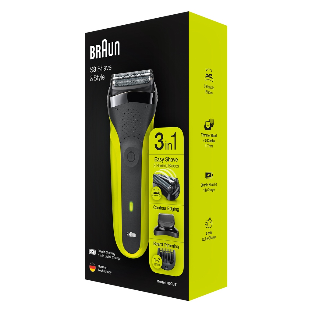 Braun Shaver 300Blk/Vtgrn- (1 X 6Units)