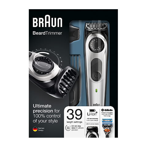Braun Beard Trimmer BT5060 with Precision Dial - 3 Attachments + Gillette Fusion5 ProGlide Razor