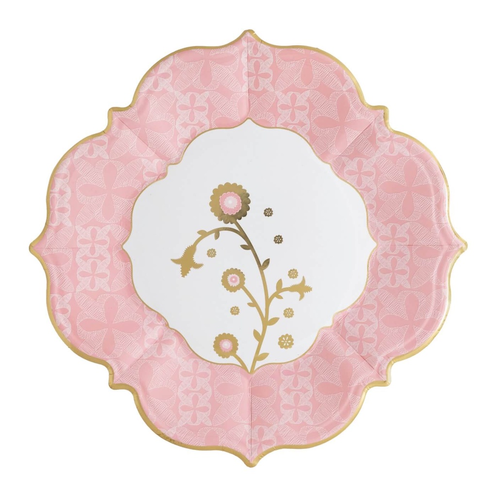 SHISHA FLORAL EMBROIDERY LUNCH PLATES  (PACK OF 8)