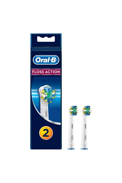 2 Toothbrush Replacement Head Floss Action Eb25 Oral-B