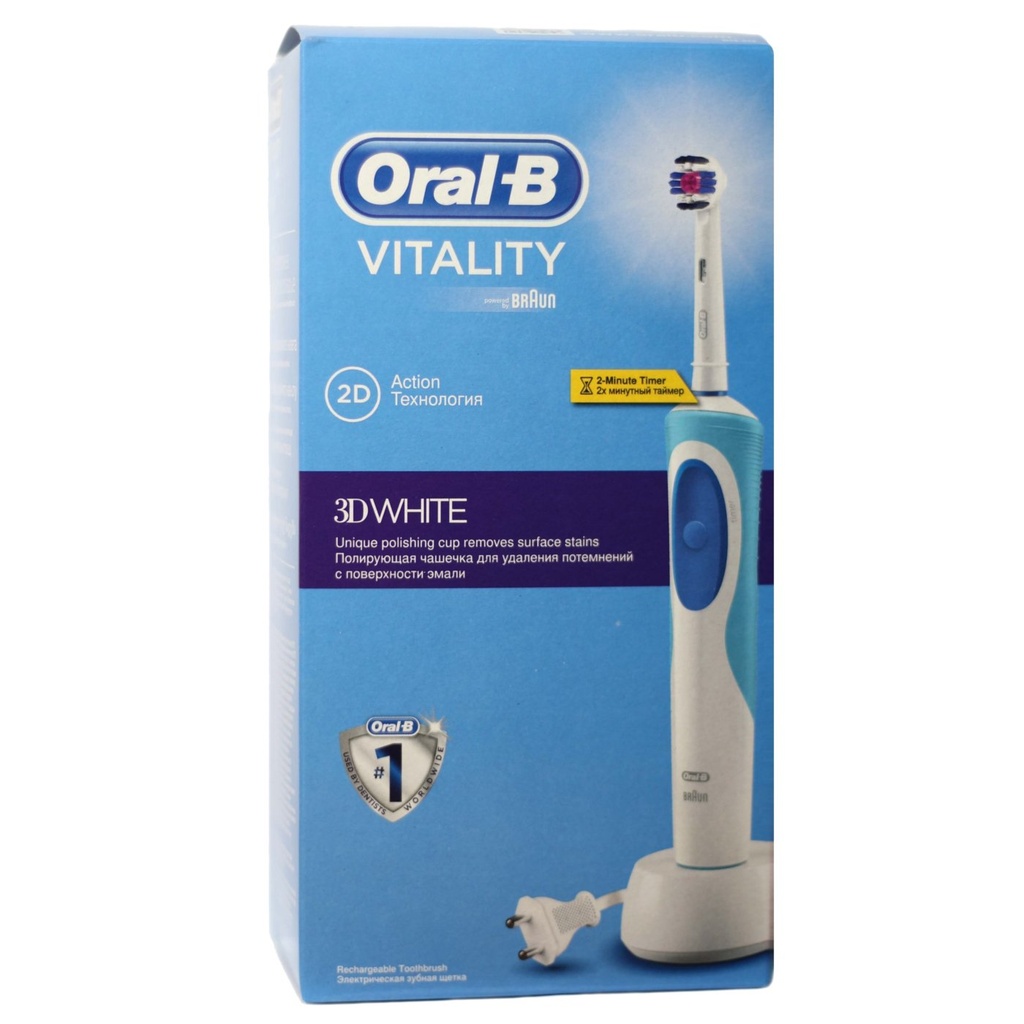 D12 Vitality Precision Clean Rechargeable Electric Toothbrush 3D White Power Oral-B