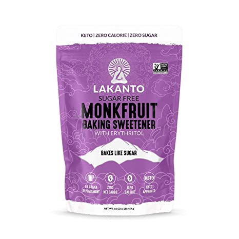 LAKANTO KETO SUGAR FREE MONKFRUIT BAKING SWEETENER WITH ERYTHRITOL  454gm