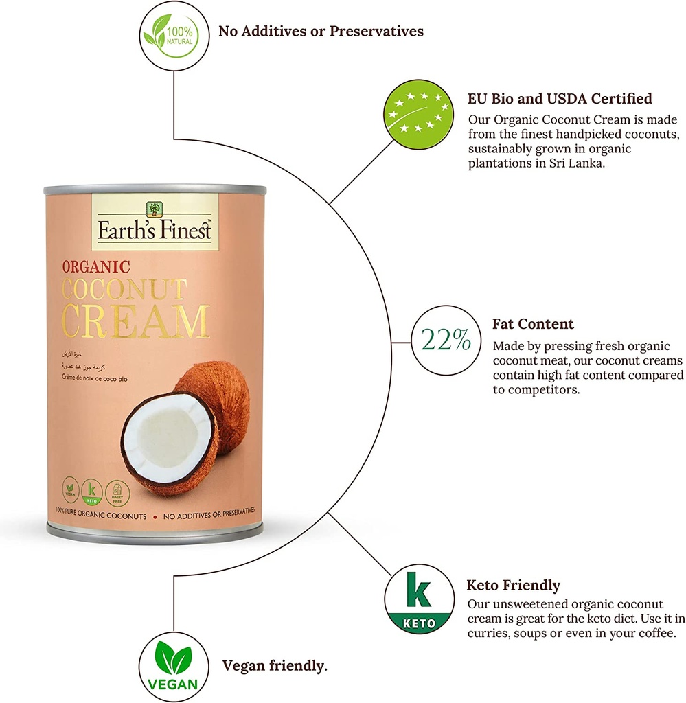 Earths Finest Organic Coconut Cream - 400ml