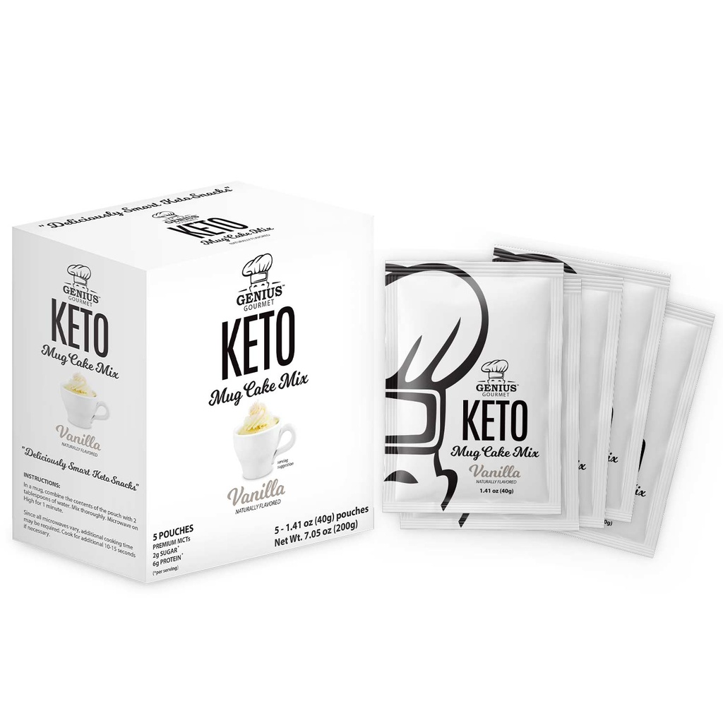 Genuis Gourmet Keto Mug Cake Mix Vanilla 5s